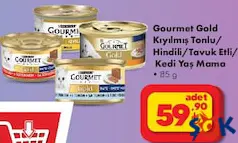 GOURMET GOLD KIYILMIŞ TON BALIKLI/HİNDİLİ/TAVUK ETLİ KEDİ YAŞ MAMASI 85 G fiyat ve kampanya bilgisi